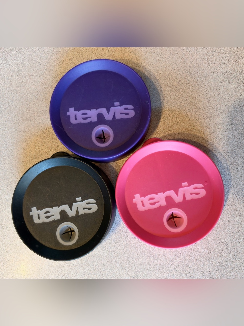 Tervis Tumbler Lids for Straws - Purple, Pink, Black - Set of 3